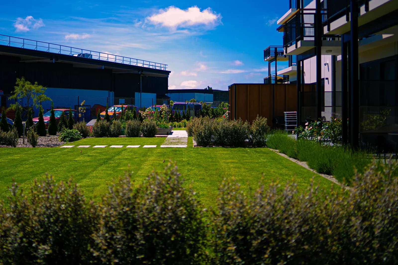 Maintained commercial grounds kept to a site standard