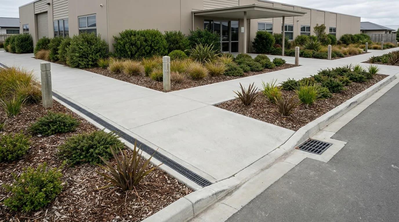 A commercial site exterior being reviewed for presentation