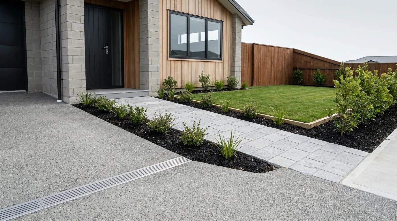 A new-build exterior ready for landscape handover