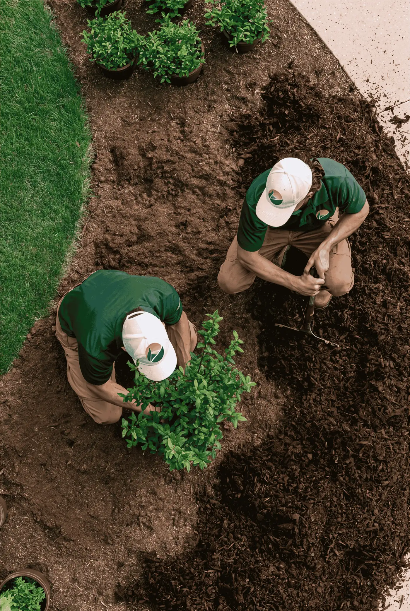 Two Horizon gardeners planting a garden bed