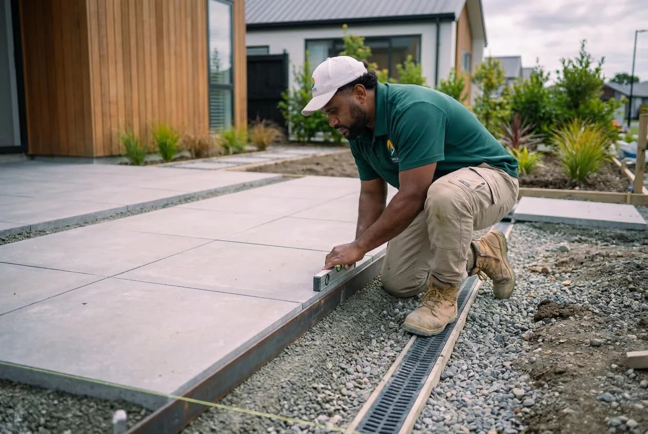 Horizon team member checking workmanship on site
